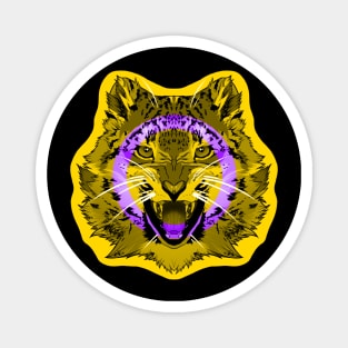 illustrated SNOW LEOPARD PRIDE series (intersex pride flag) Magnet